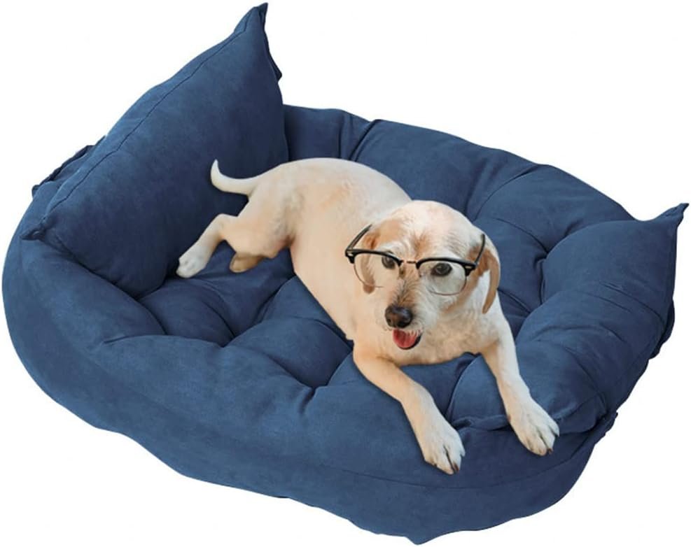 Comfy Calming Dog Beds for Small Medium Large Dogs, Anti Anxiety Dog Bed, Self Warming Dog Bed Outdoor and Indoor, Cat Beds for Indoor Cats, Kennel Bed for Pet (Large(17x20inch),Navy)