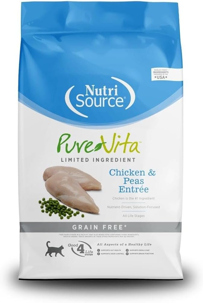PureVita, Grain Free Chicken & Peas Entree Dry Cat Food, 4 Pounds
