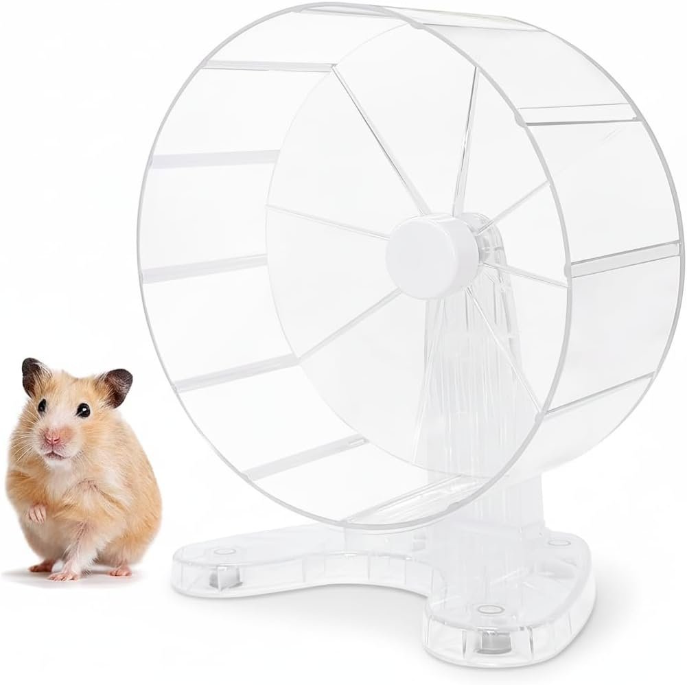 8.7″ Super Silent Hamster Wheel for Hamster Exercise Wheel for Gerbil, Syrian & Dwarf, Chinchilla and More Small Anima Running Wheels with Stable Stand, Clear