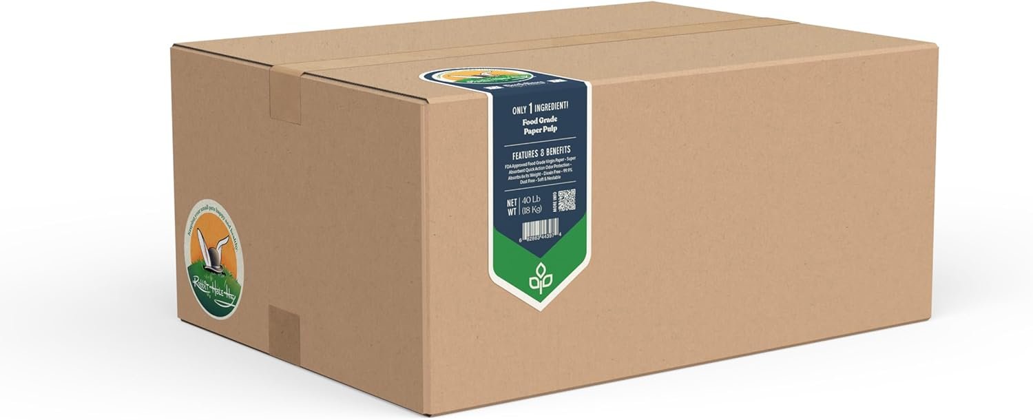 Rabbit Hole Hay – Ultra Premium Paper Pellet Bedding, White, 40 lb Box, for Small Pets – Dust-Free & Safe