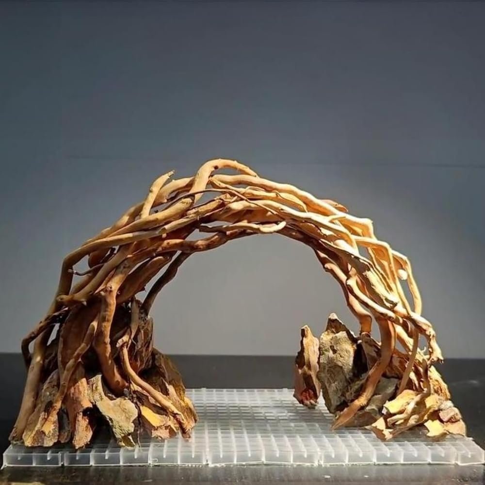 AWXZOM Aquarium Driftwood Centerpiece Aquarium Landscape, Handcrafted!!! Fish Tank hardscape Landscape (Small Silent Cave)