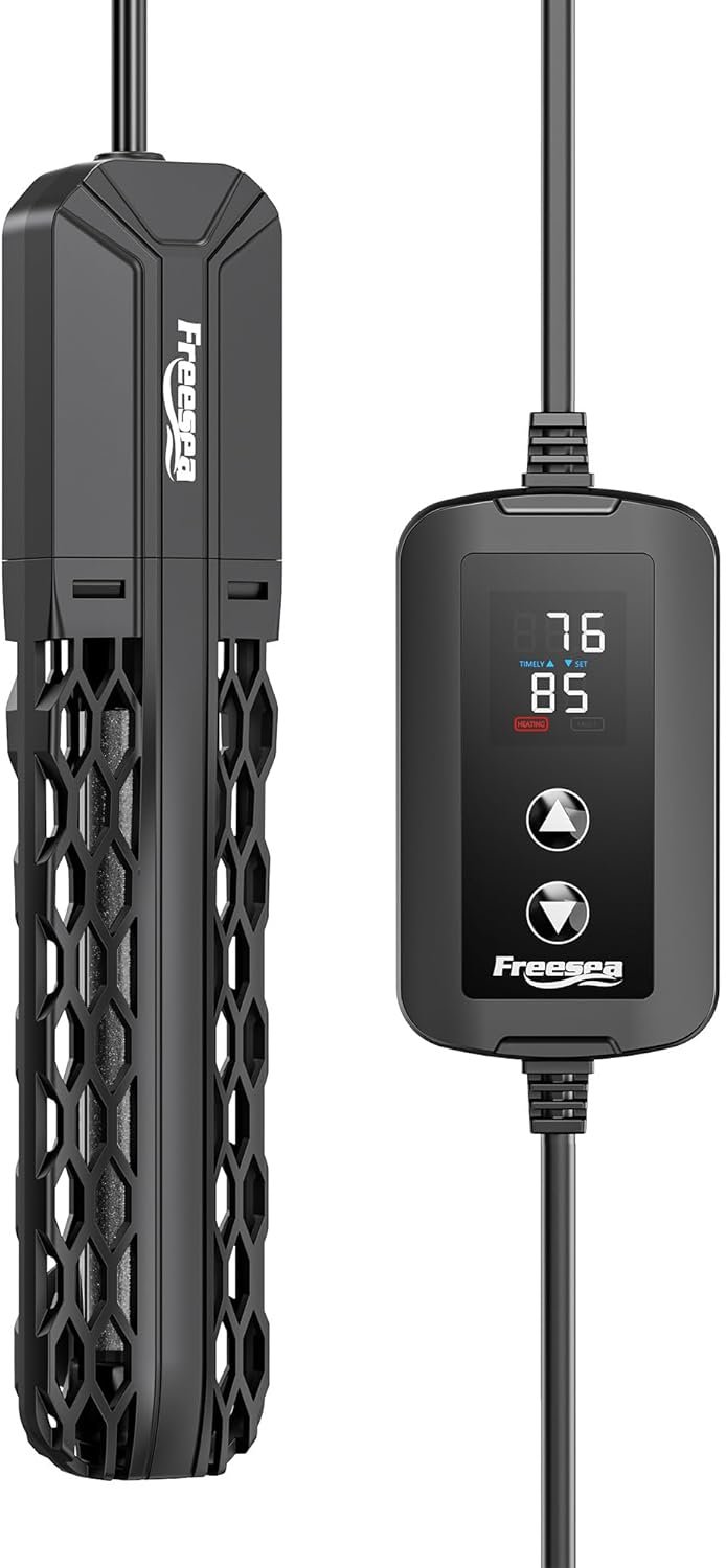 FREESEA Aquarium Heater for Fish Tank: 100W/200W/300W/500W Submersible Fish Tank Heater with Over-Temperature and Off-Water Protection for 20-40 Gallon Saltwater and Freshwater
