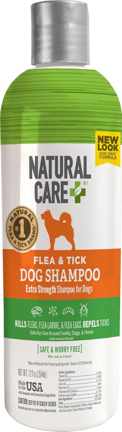 Natural Care Flea and Tick Dog Shampoo – Flea & Tick Treatment for Dogs – Flea & Tick Killer with Certified Natural Oils – 12 Fluid Ounces