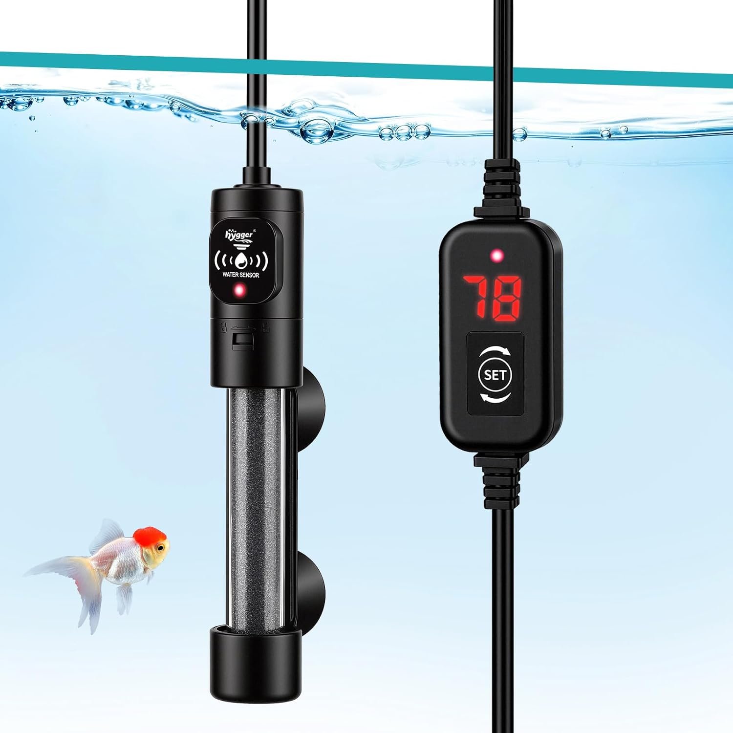 hygger Submersible Aquarium Heater, Small Adjustable Fish Tank Heater with 2 Suction Cups, Temperature Controller, Over-Temperature Off-Water Protection for Saltwater Freshwater (25W, 2-5 Gallon)