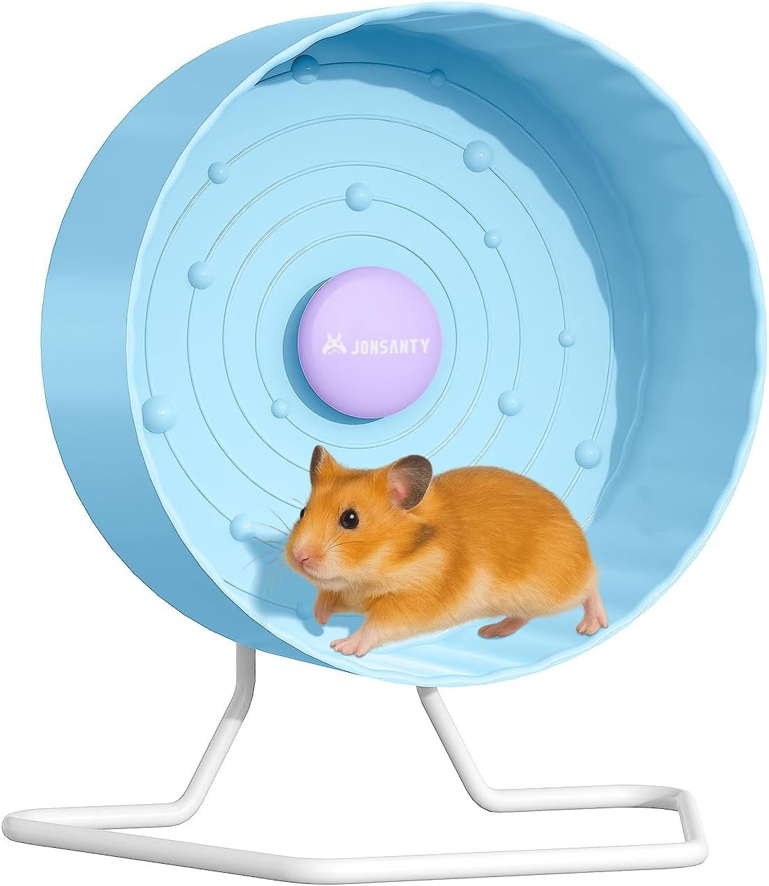 8.4″ Silent Hamster Wheel, Non-Slip Track, Exercise, Release Stress, Relieve Anxiety, Adjustable Height Stand, for Syrian Dwarf Hamster, Gerbil, Mice, Other Small Medium Sized Pets, Blue