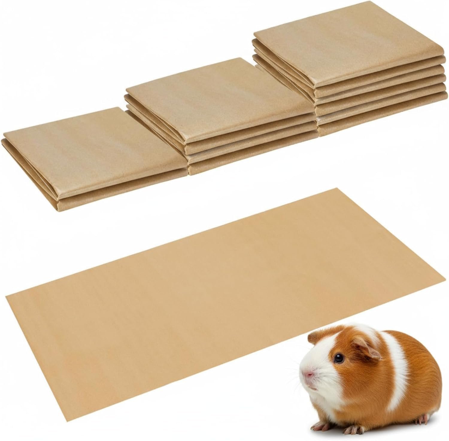 AmazingSpark 12 Pcs 49.2″ x 25.6″ Disposable Guinea Pig Cage Liners 4 x 2 ft Cage Disposable Bottom Waterproof Kraft Paper Liner Bag for Guinea Pigs Bedding Small Animal Pet Supplies