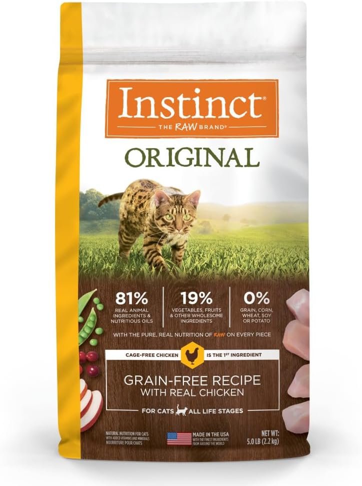 Instinct Original Dry Cat Food, Raw Coated Kibble, High Protein, Grain Free Recipe – Real Chicken, 5 lb. Bag
