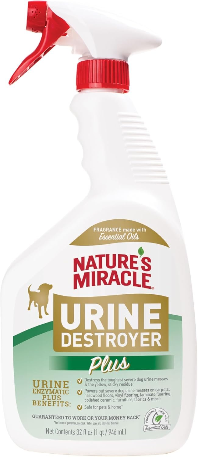 Nature’s Miracle Urine Destroyer Plus for Dogs, Enzymatic Formula for Severe Dog Urine Stains, 32 oz