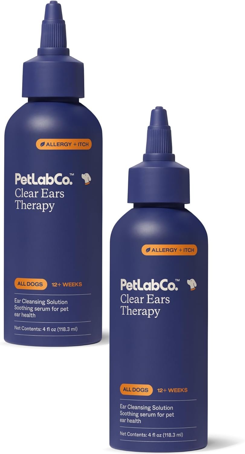 PetLab Co. Clear Ears Therapy Ear Cleaner for Dogs – Supporting Yeast, Itchy Ears & Healthy Ear Canals – Alcohol-Free Dog Ear Wash – Optimized Dog Ear Cleaner Solution – 4 oz. Pack of 2