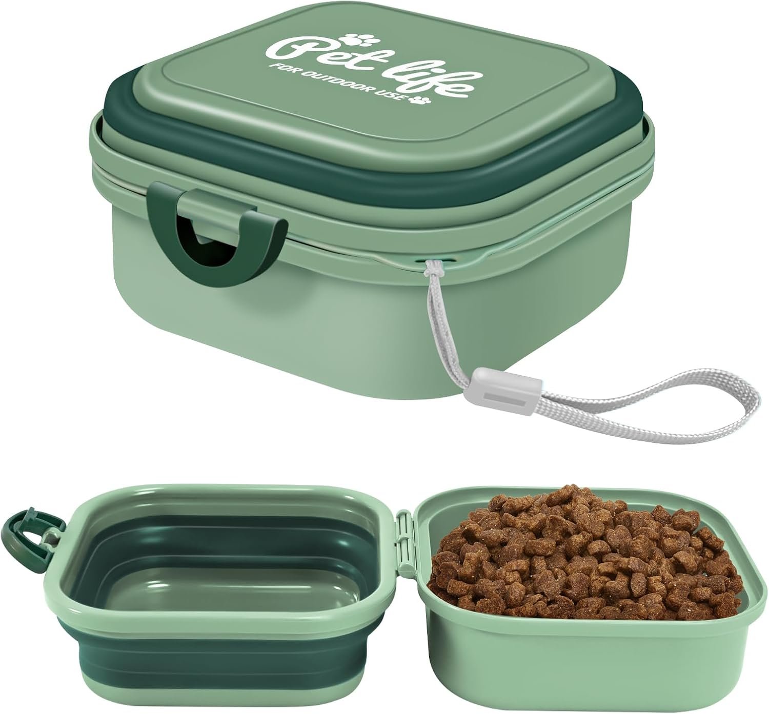 Collapsible Dog Bowls, Travel Water Bowl for Dogs, 2-in-1 Portable Food and Water Feeder – Travel Dog Bowls with Lid for Walking, Traveling, Camping and Hiking