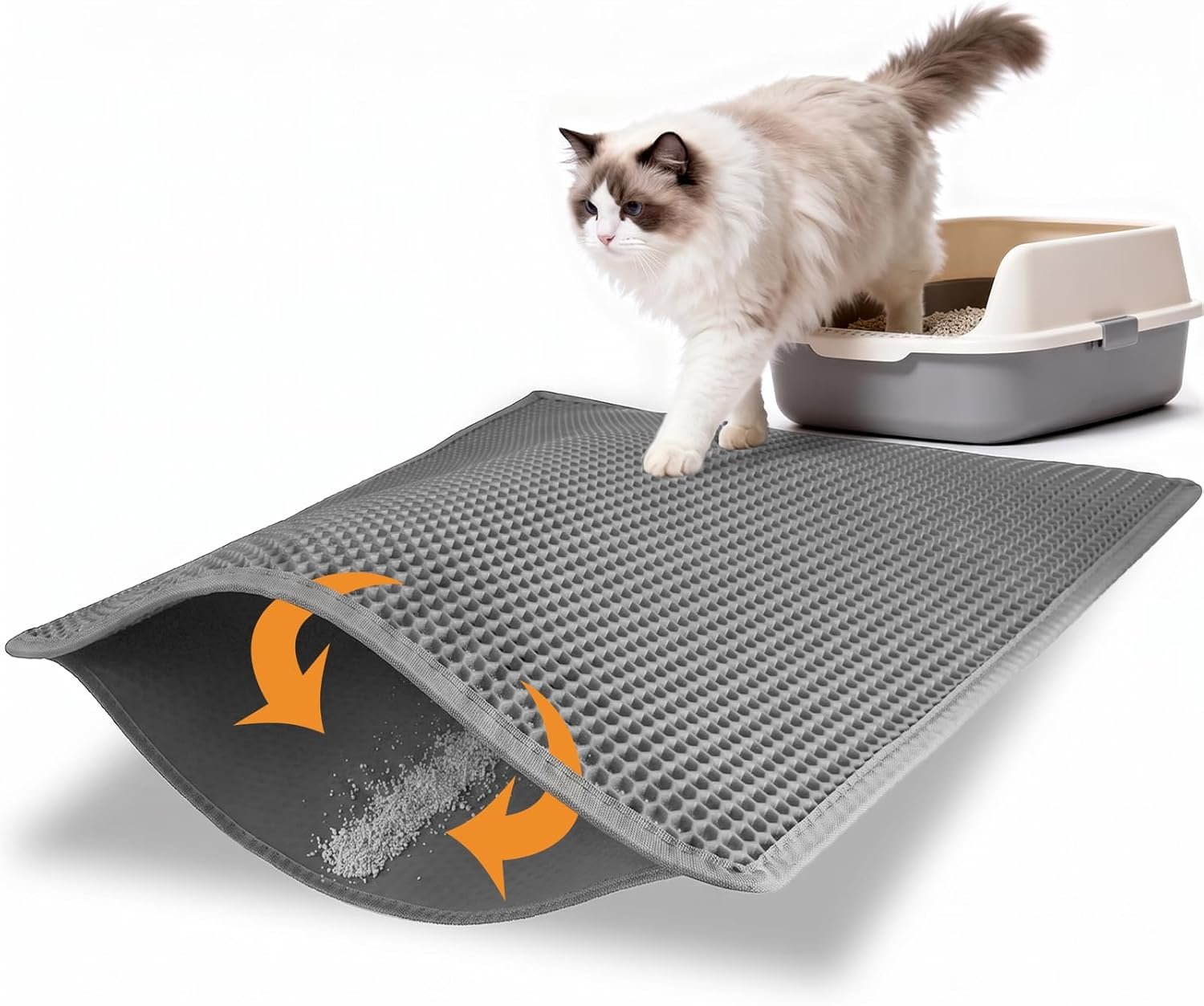 Pieviev Cat Litter Mat Double Layer Waterproof Urine Proof Trapping Mat 1 Pack (Gray, 30×24 Inch (Pack of 1))