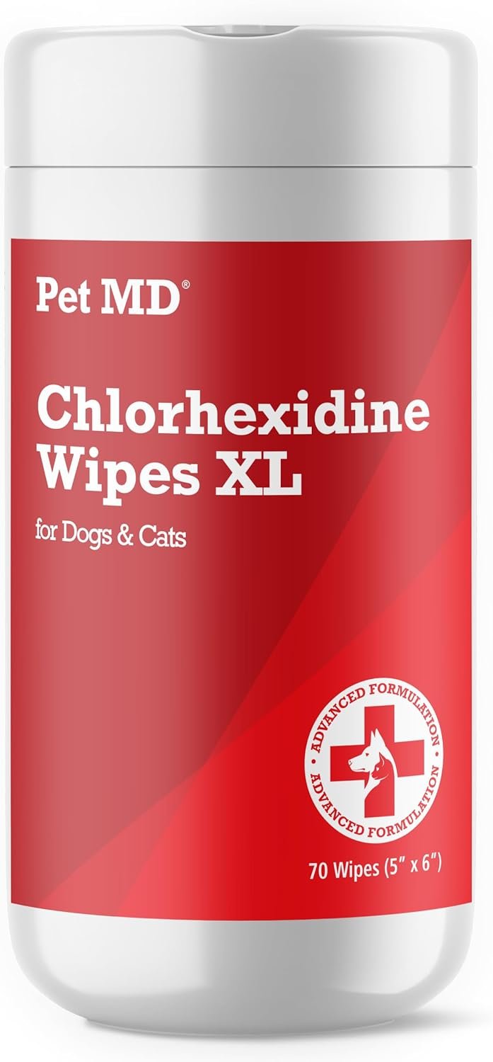 Pet MD XL Topical Wipes with Aloe for Dogs and Cats – Topical Wipes for Cleansing of Skin and Coat for Pets – 70 XL Wipes