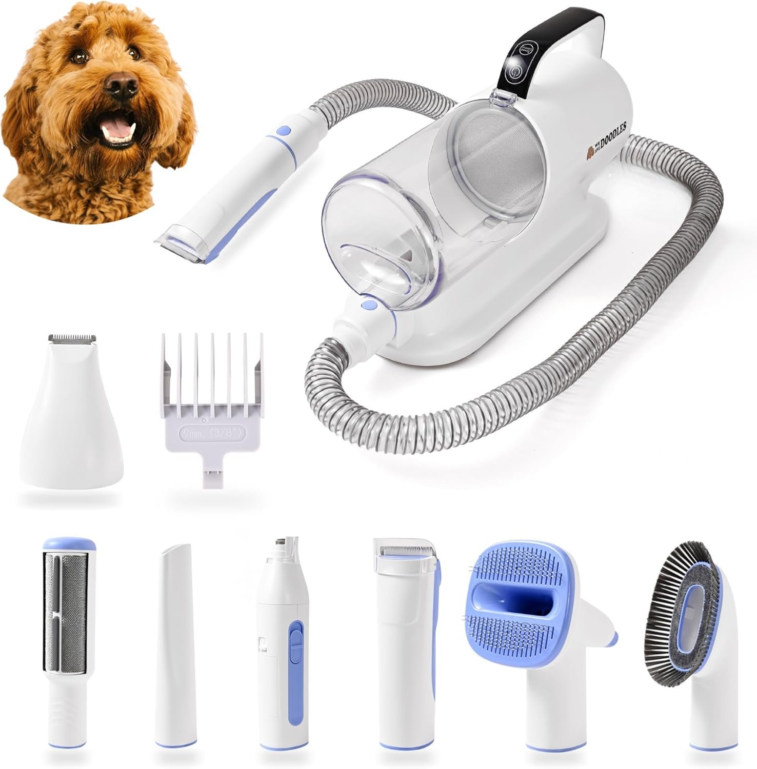 We Love Doodles 11-in-1 Dog Grooming Vacuum – Professional-Grade Dog Clippers, Lightweight Pet Vacuum Grooming Kit for Dogs at Home, for Long Hair & Non Shedding Dogs, Goldendoodles & Poodles