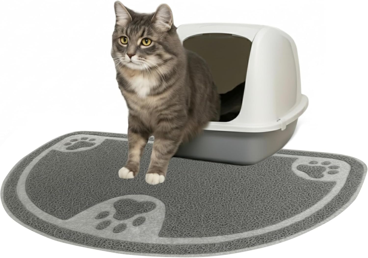 Evelots Cat Litter Mat – Traps Litter & Mess from Box, Absorbent Urine-Proof & Waterproof Floor Protection, Soft on Paws, Non-Slip, Easy Clean, Machine Washable, Unscented, Gray, Small