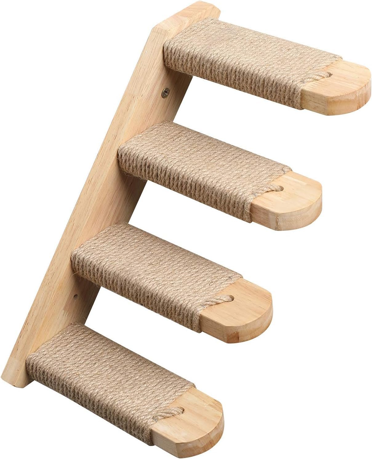 FUKUMARU Cat Climbing Shelf Wall Mounted, Four Step Cat Stairway with Jute Scratching for Kitten Perch Platform Walls Furniture