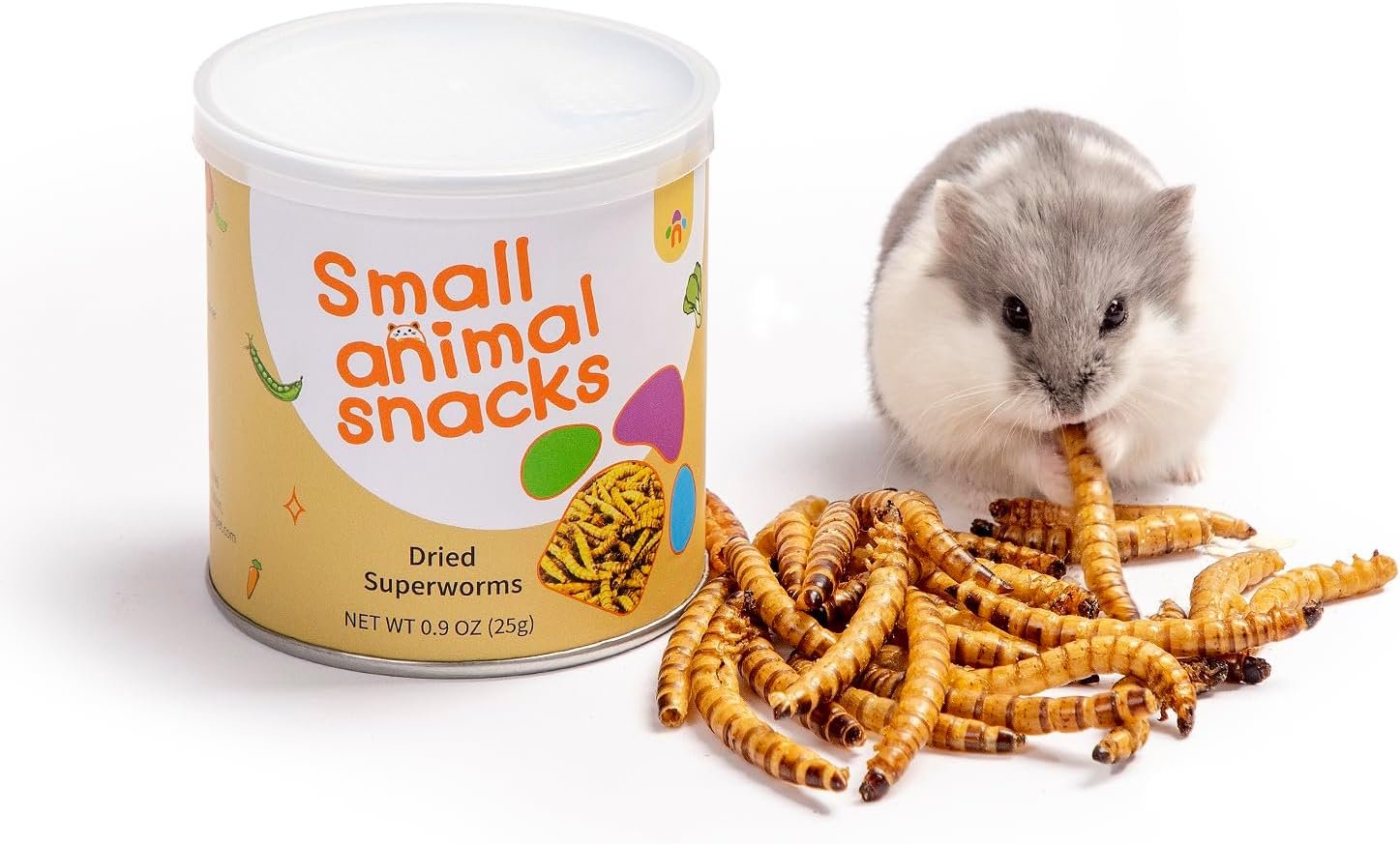 Niteangel Small Animal Snack & Treats – Small Critter Natural Treat for Dwarf Syrian Hamsters Gerbils Mice Sugar Glider Hedgehogs Chickens Birds (Dried Worms- 0.9oz (25g))