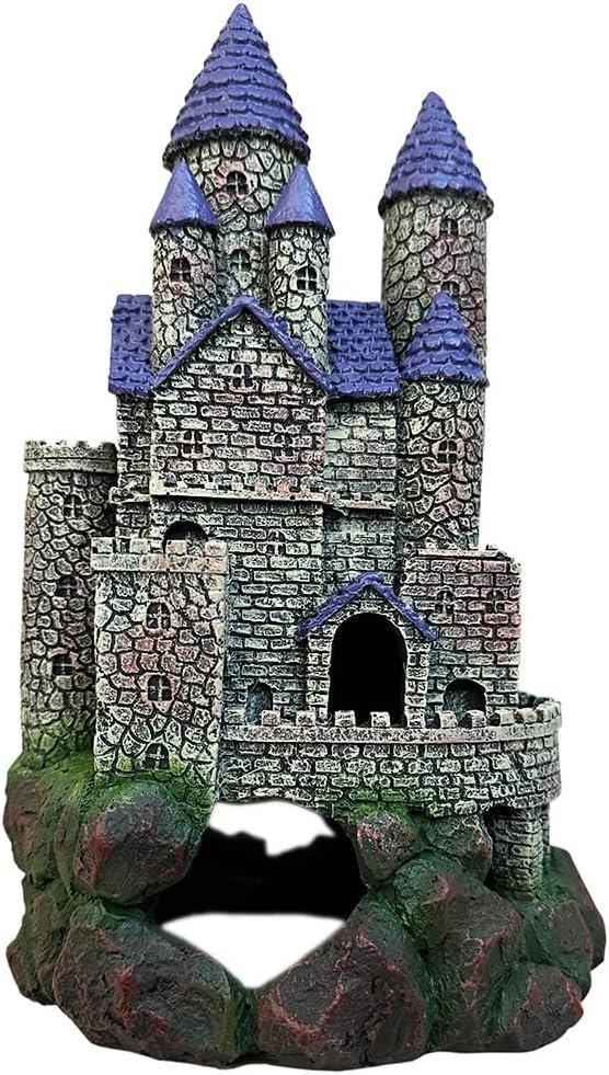 SLOCME Aquarium Middle Ages Resin Castle Decorations – Fish Tank Gothic Castle Hiding Cave Ornament