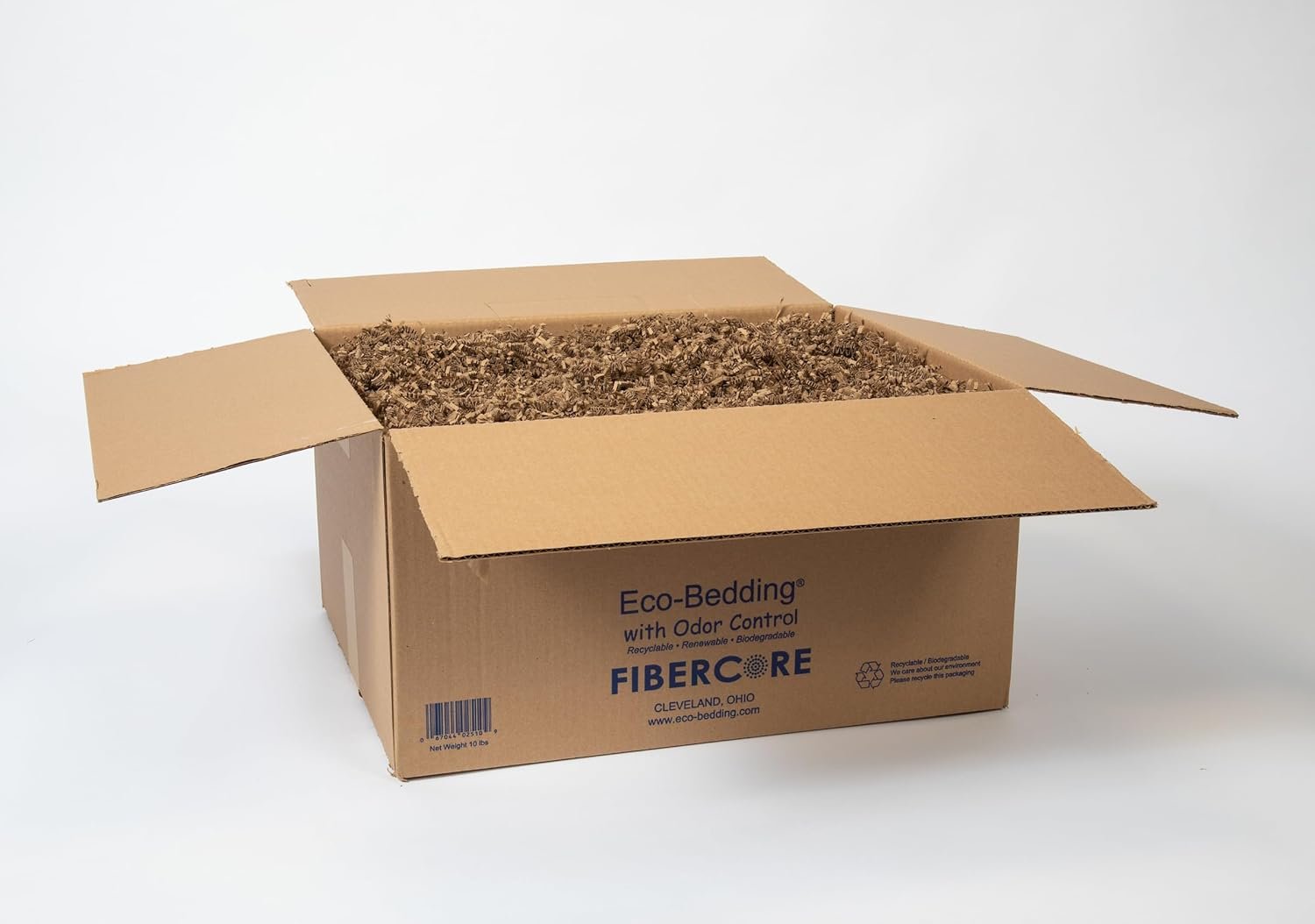 FiberCore Eco Bedding with Odor Control, 99% Dust Free Paper Bedding for Small Animals and Birds, 10 lb Bulky Box. (Expands to 250 L).