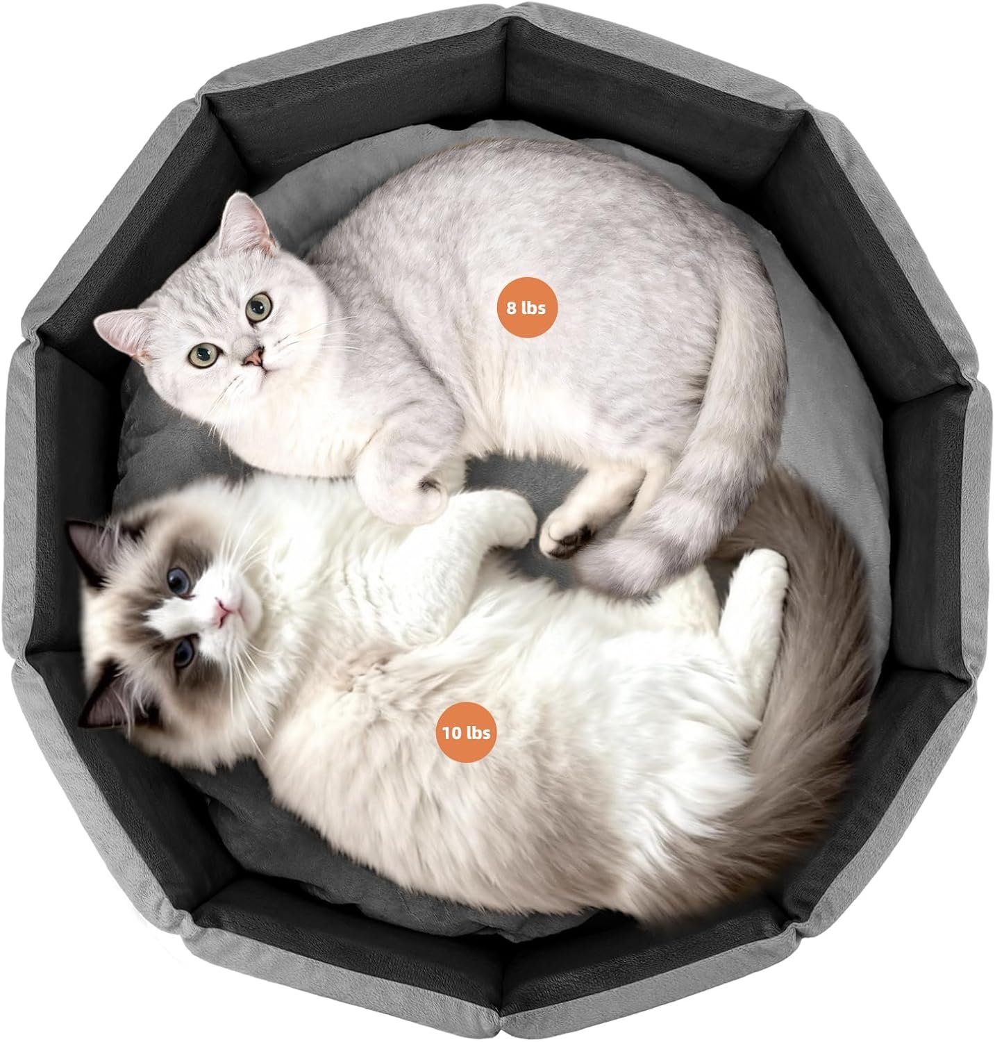 PJYuCien Premium Orthopedic Memory Foam Round Pet Bed for Large Cats, Small Dogs & Puppies – 20″ Indoor Donut Cuddler with Non-Slip Bottom, Machine Washable, Supports Pets Up to 18 lbs, Gray