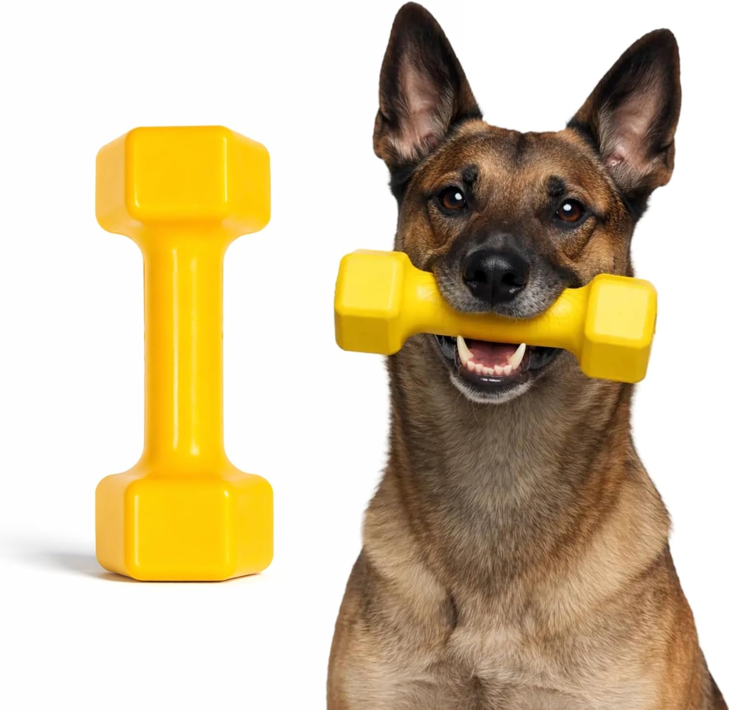 Virtually Indestructible Dog Dumbbell – Lifetime Replacement – Tough, Durable Chew Toy for Aggressive Chewers – Safe Non-Toxic Natural Rubber – Chew, Tug, Fetch – Med/Large Breed – 7″x2.5″