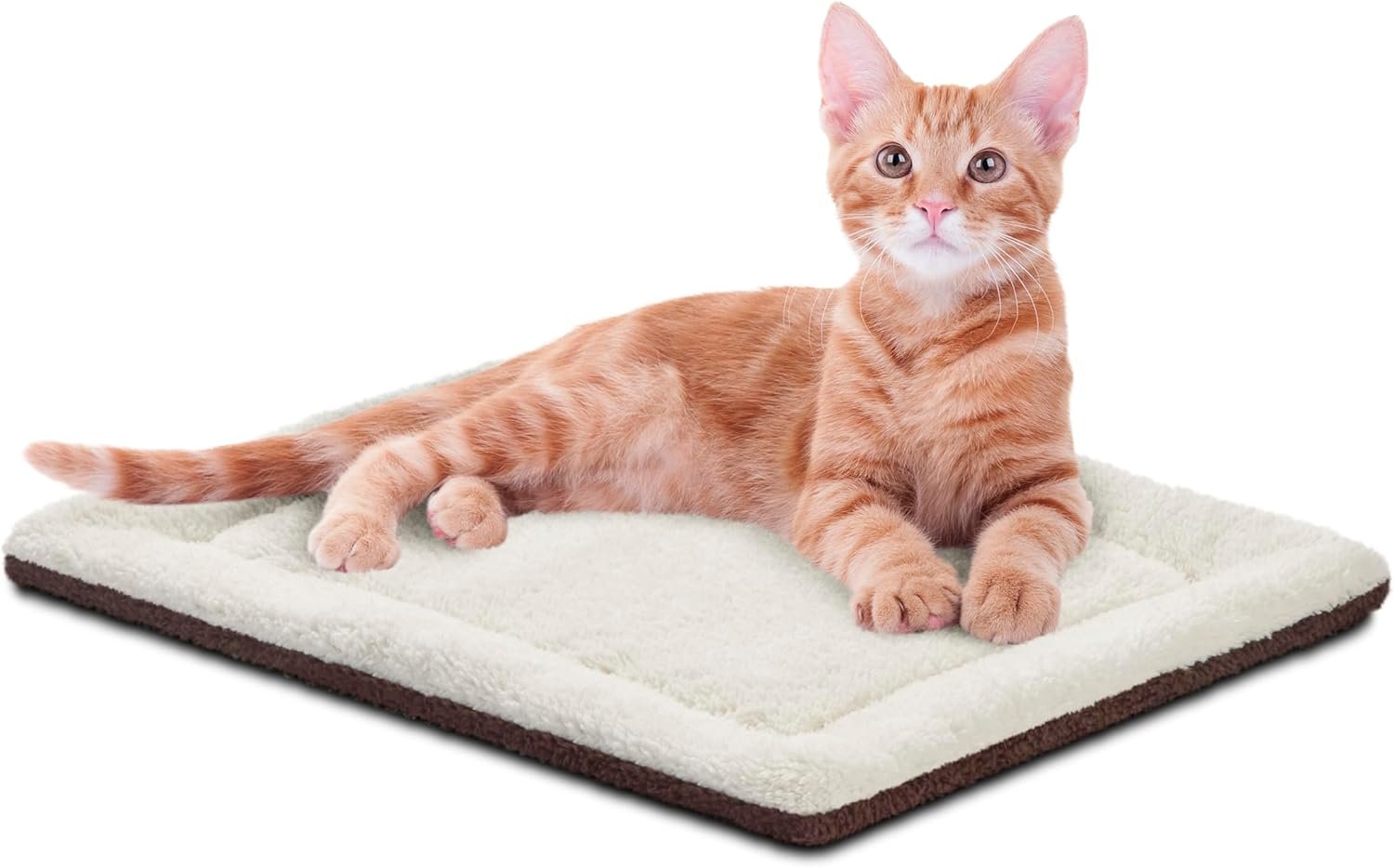 K&H PET PRODUCTS Self-Warming Cat Bed Pad, Self Heating Pad for Outdoor Cat Houses, Warming Mat for Indoor Pet Beds & Furniture, Reversible Blanket, Washable – Small 21 X 17in Oatmeal/Chocolate