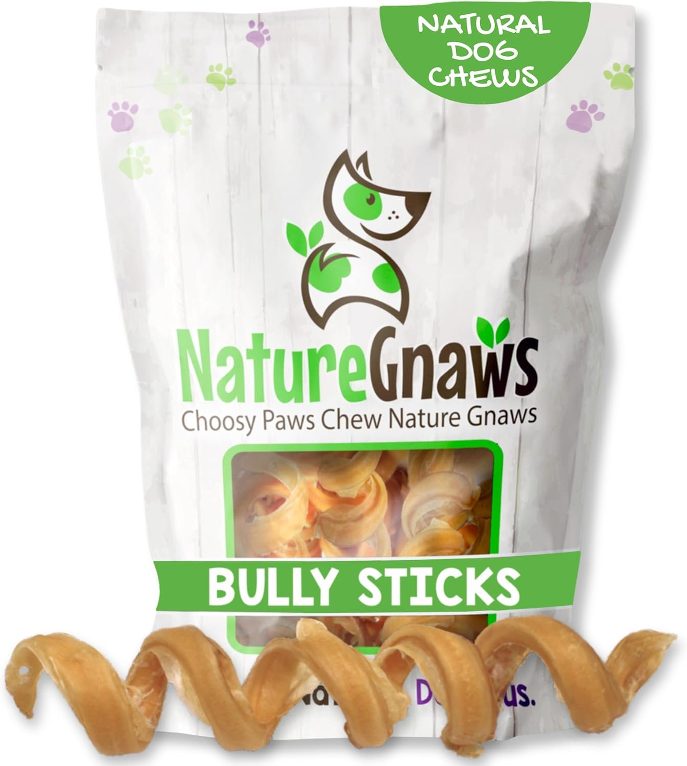Nature Gnaws Bully Stick Springs for Dogs 7-8″ (6 Count) – Long Lasting for Aggressive Chewers – Natural Curly Beef Dog Chew Bones – Rawhide Free