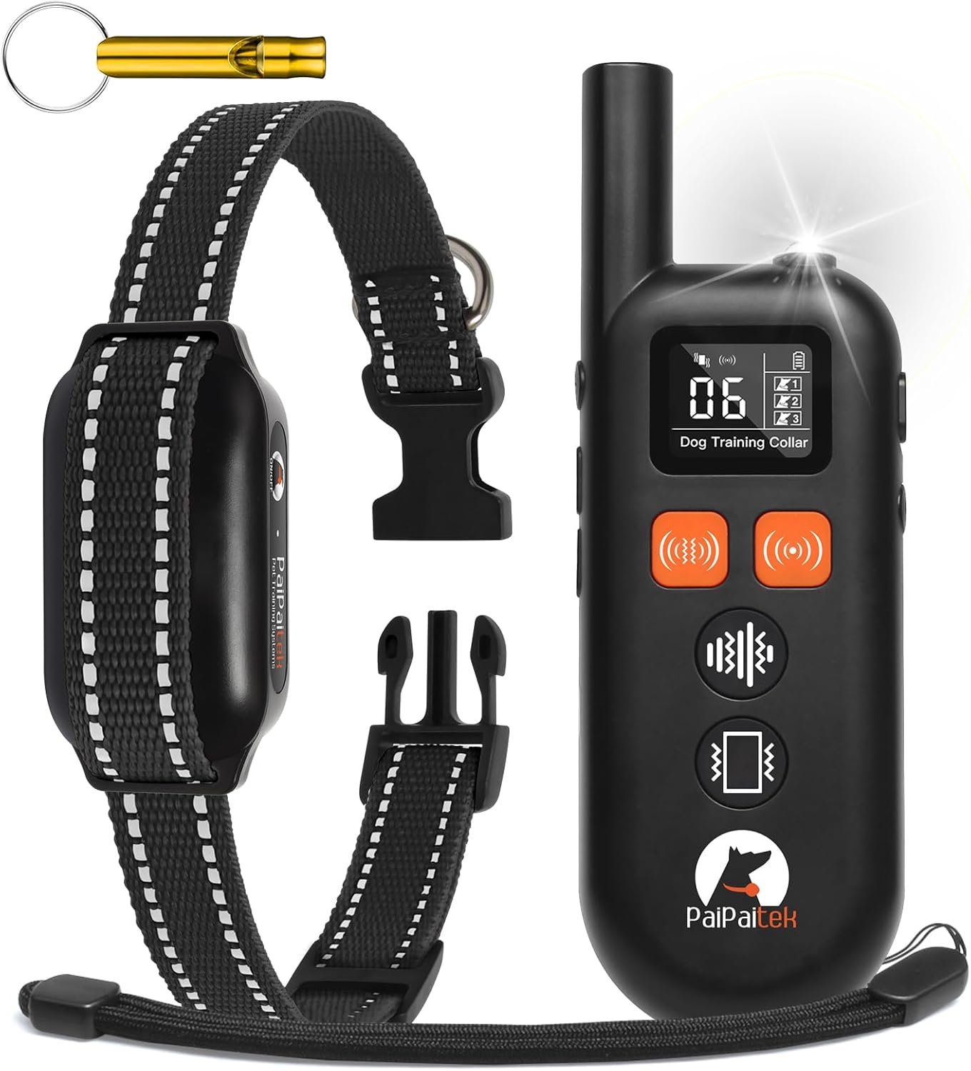 No Shock Dog Training Collar with Remote 3300ft Range, Humane Vibrating Dog Collar, 3 Modes Ultrasonic, Beep, Vibration for Small Medium Large Dogs – Security Lock & No Prongs