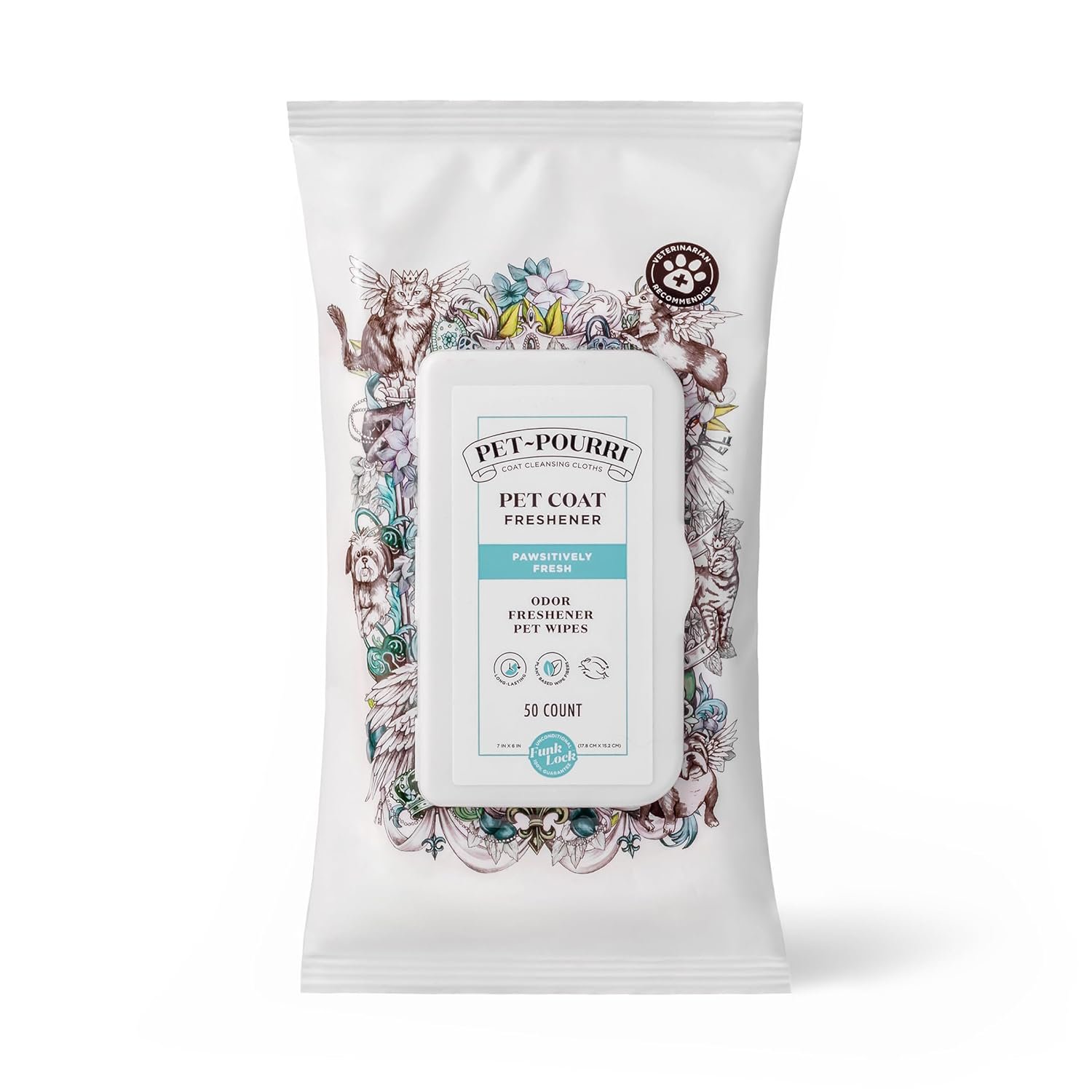 Poo-Pourri Pawsitively Fresh Deodorizing Pet Wipes – Quick Cleaning Wipes for Dogs & Cats – Plant Based Ingredients – Vet Recommended – Cleaner Odor Remover Wipes for Paw, Fur & Skin Soothing