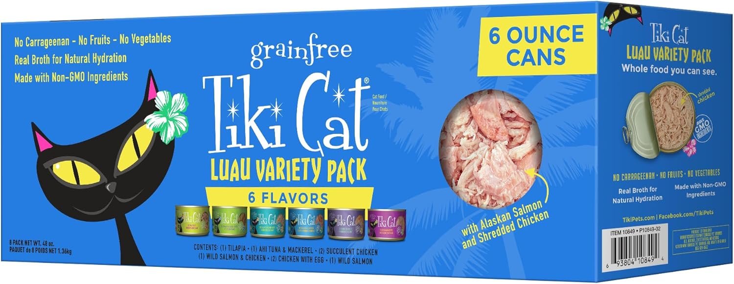 Tiki Cat Luau Wet Cat Food, Variety Pack, 6 oz. Cans (8 Count)