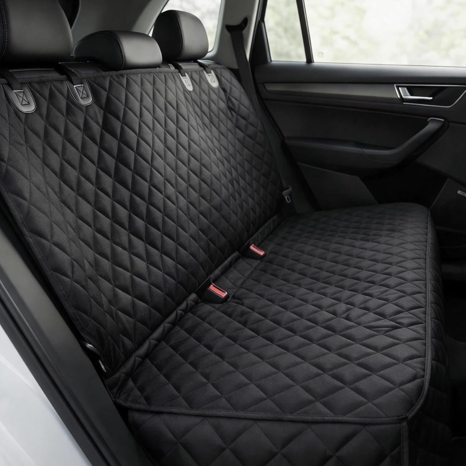 fidozen Waterproof Dog Car Seat Cover with Belt for Back Seat – Washable Pet Protector Accessories for Cars, Trucks, SUVs, and Bench Seats – Auto Backseat Hammock for Small & Large Dogs