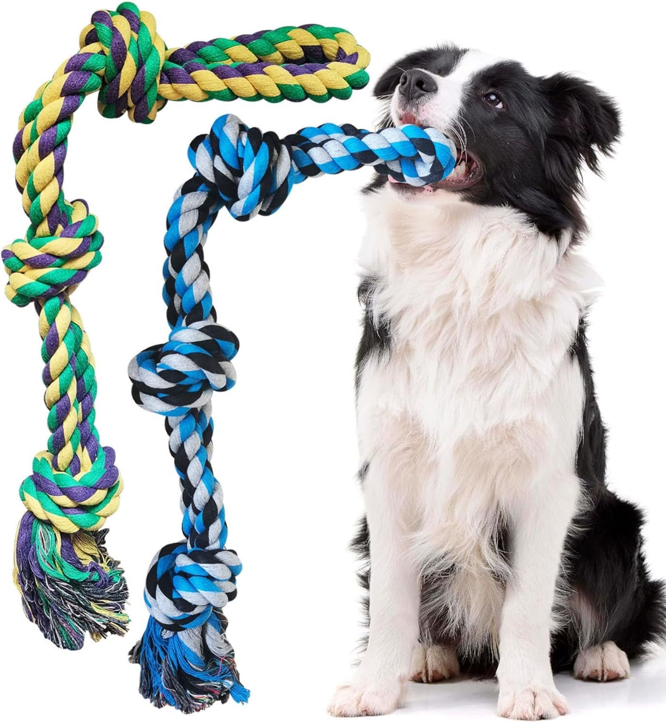 2 Pack Dog Rope Toy for Large Breed Aggressive Chewers, Nearly Indestructible Chew Rope Tug of War Toy, Interactive Toy for Boredom, Teeth Cleaning, 21.65 inch / 13.8 oz
