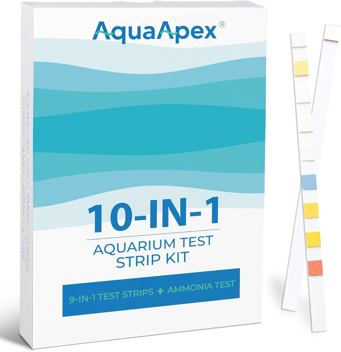 10-in-1 Ammonia Test Kit Aquarium (100 Strips): 50 Multi-Test + 50 Ammonia | Aquarium Test Strips for Freshwater & Saltwater. for Fish Tanks, Aquariums & Pond Water Test kit. Test Nitrate, pH & More