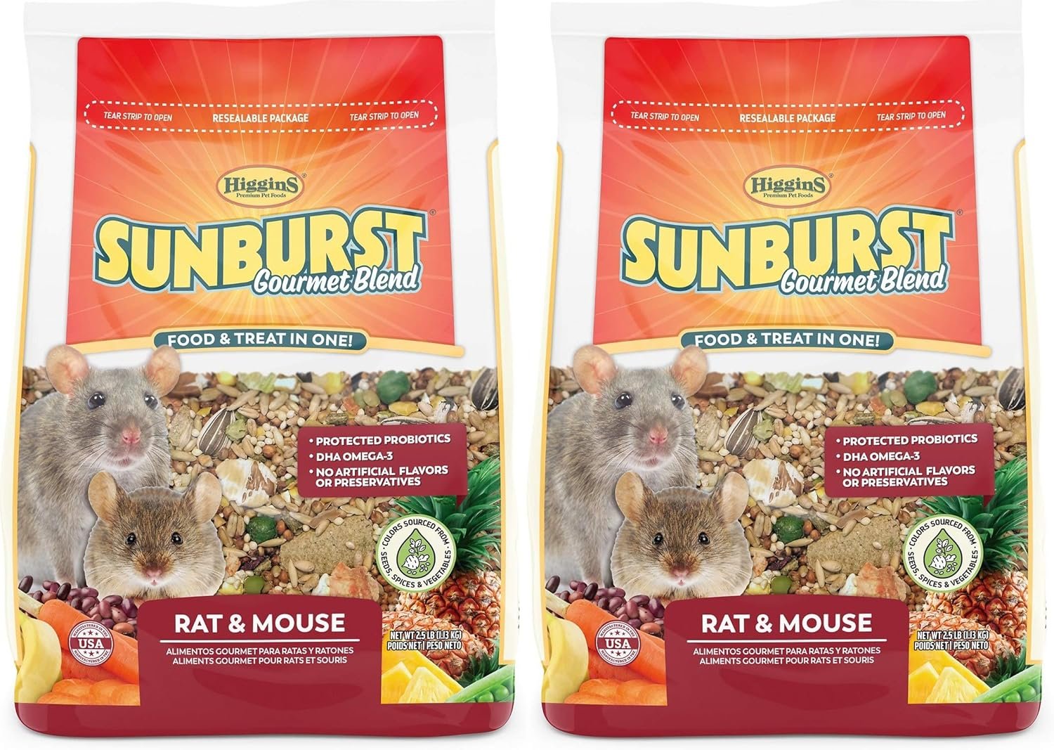 Higgins 2 Pack of :Sunburst Gourmet Rat and Mouse Food, 2.5 Pounds Each