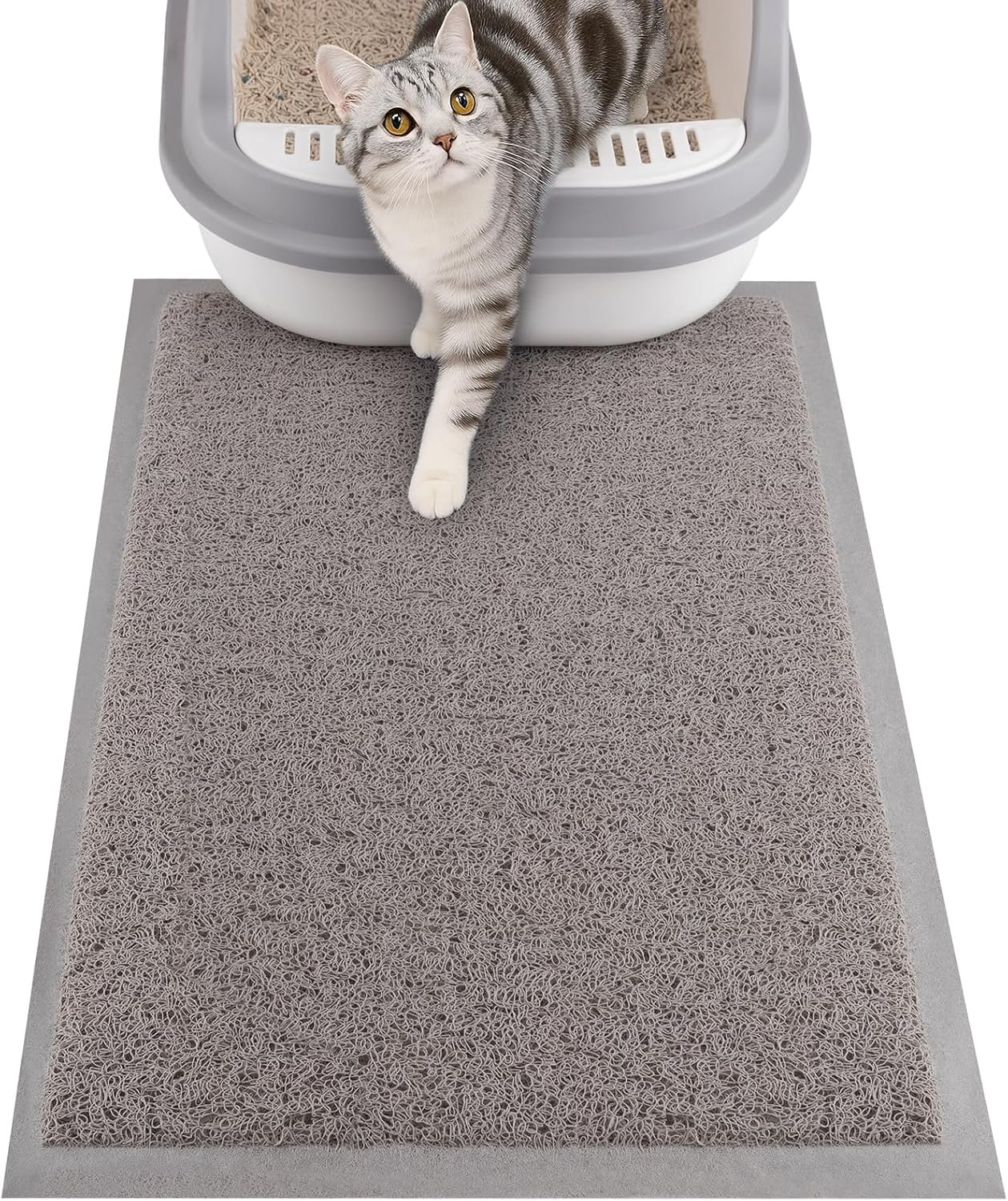 ondware Cat Litter Mat, 20×15 in Litters Box Mat Waterproof Non-Slip Easy to Clean Washable Trapping Mat for Kitty(Gray)