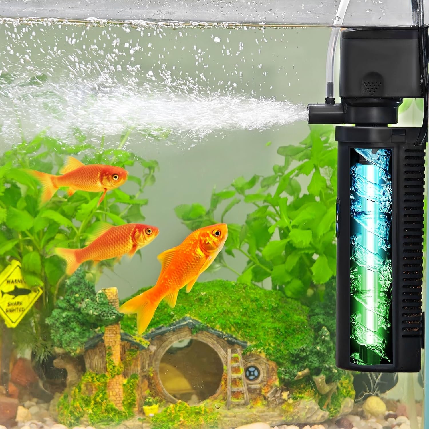 COOSPIDER Aquarium Filter U-Very Suitable for 20-75 Gallon Tank, 30 Gallon Fish Tank Water Filter for Green Water Control, Internal Submersible Pump Filtration System, Fish Filters for Aquariums