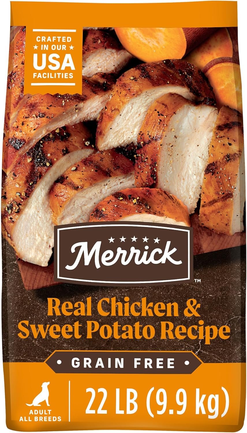 Merrick Premium Grain Free Dry Adult Dog Food, Wholesome And Natural Kibble With Real Chicken And Sweet Potato – 22.0 lb. Bag