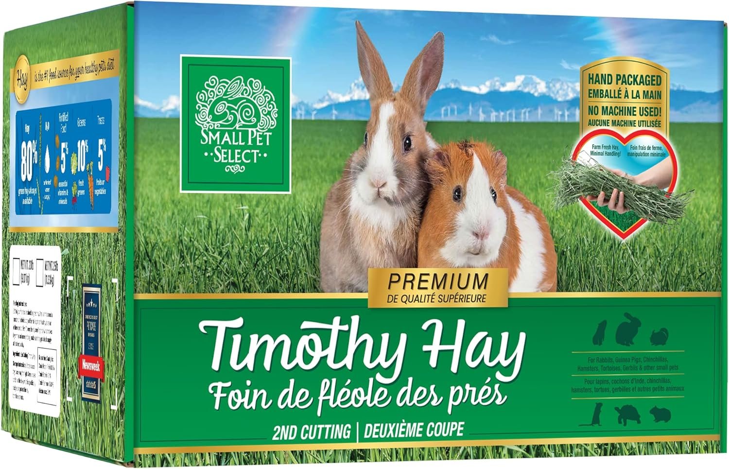 Small Pet Select 2nd Cutting Perfect Blend Timothy Hay Pet Food for Rabbits, Guinea Pigs, Chinchillas and Other Small Animals, Premium Natural Hay Grown in The US, 10 LB