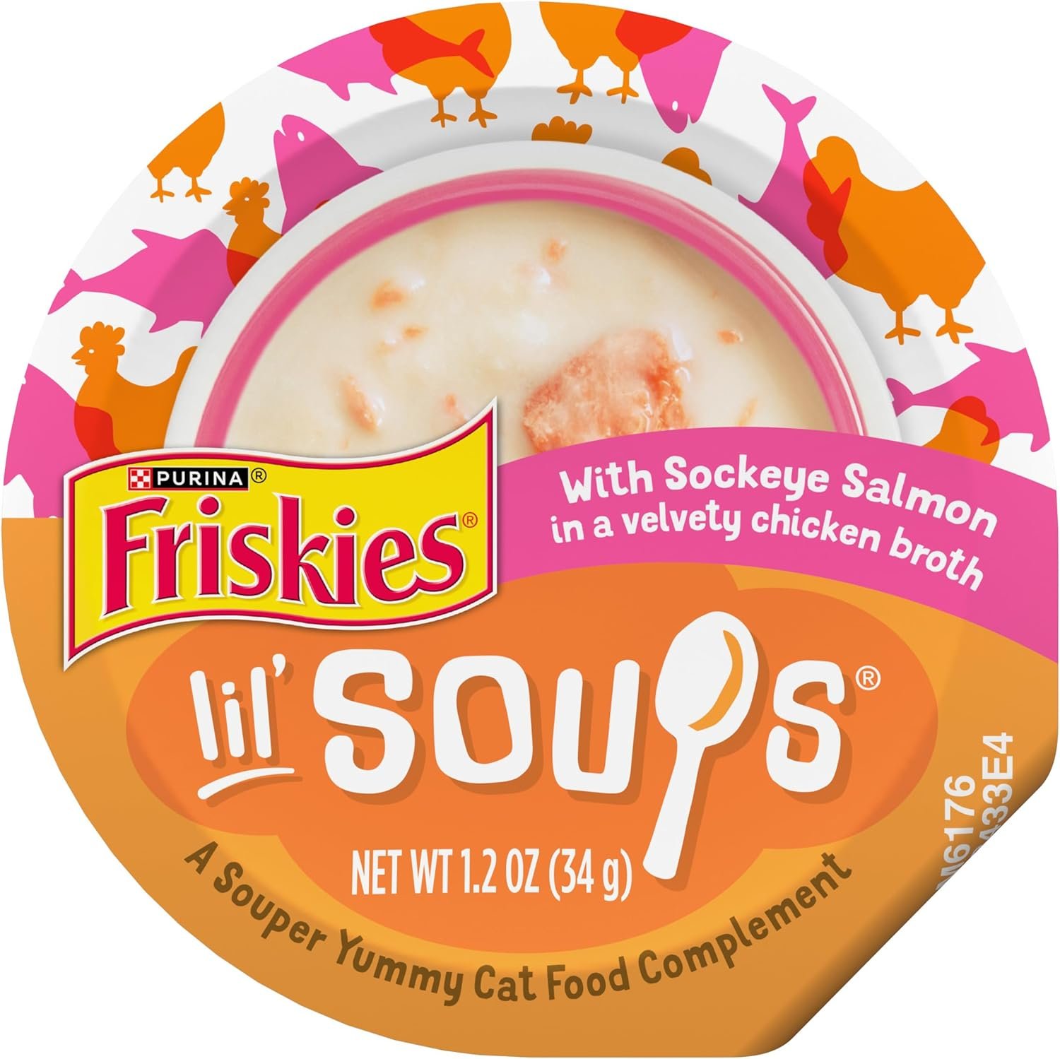 Purina Friskies Grain Free Lickable Cat Food Toppers Lil’ Soups With Sockeye Salmon in Chicken Broth – (Pack of 8) 1.2 oz. Cups