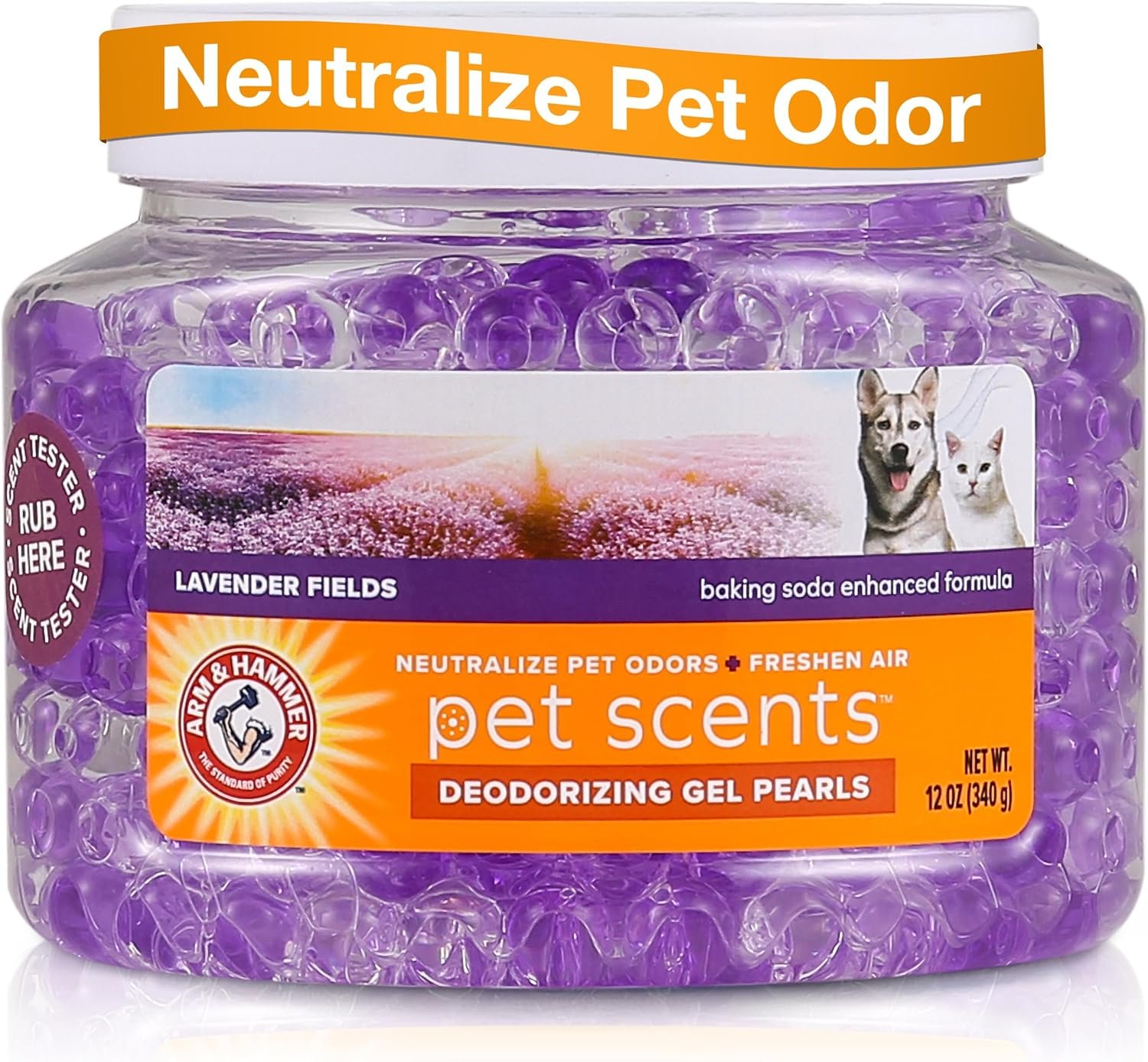 Arm & Hammer for Pets Air Care Pet Scents Deodorizing Gel Beads, Pet Odor Eliminator for Rooms Closets and Small Spaces with Long Lasting Odor Control, Lavender Fields Scent, 12 oz
