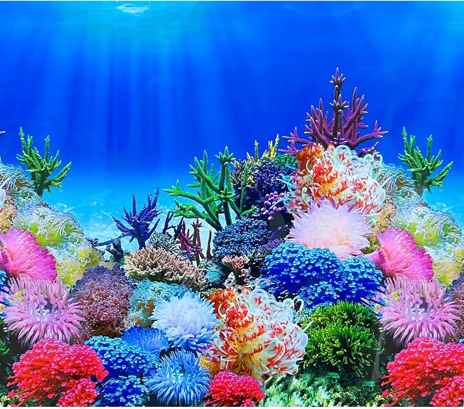 XCNO Fish Backgrounds Paper Double Sides Undersea Aquarium Background Poster Colorful Sea Anemone Fish Tank Background Sticker Decorations 12″x 25″