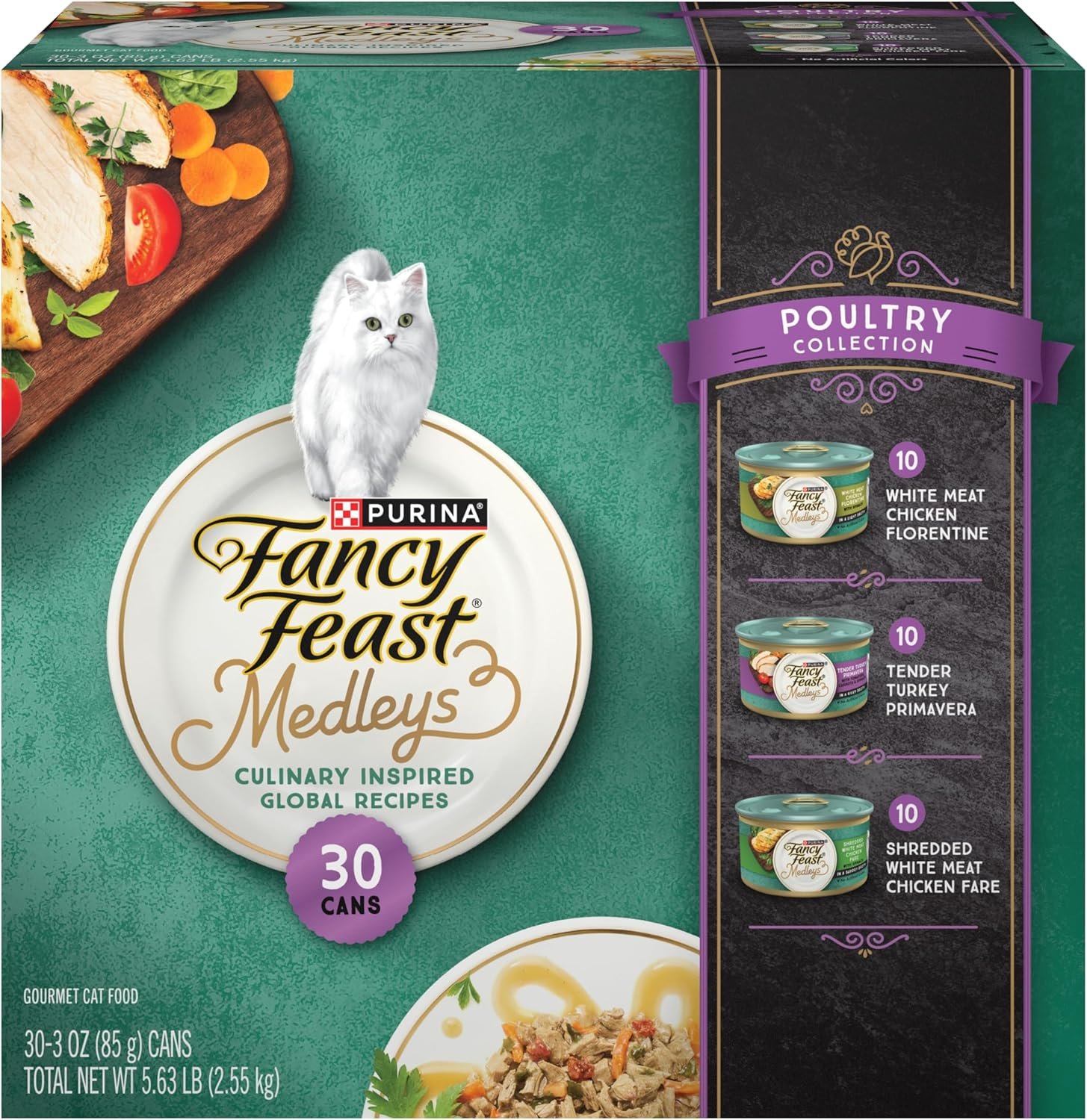 Purina Fancy Feast Medleys Poultry Collection Wet Cat Food Variety Pack – (Pack of 30) 3 oz. Cans