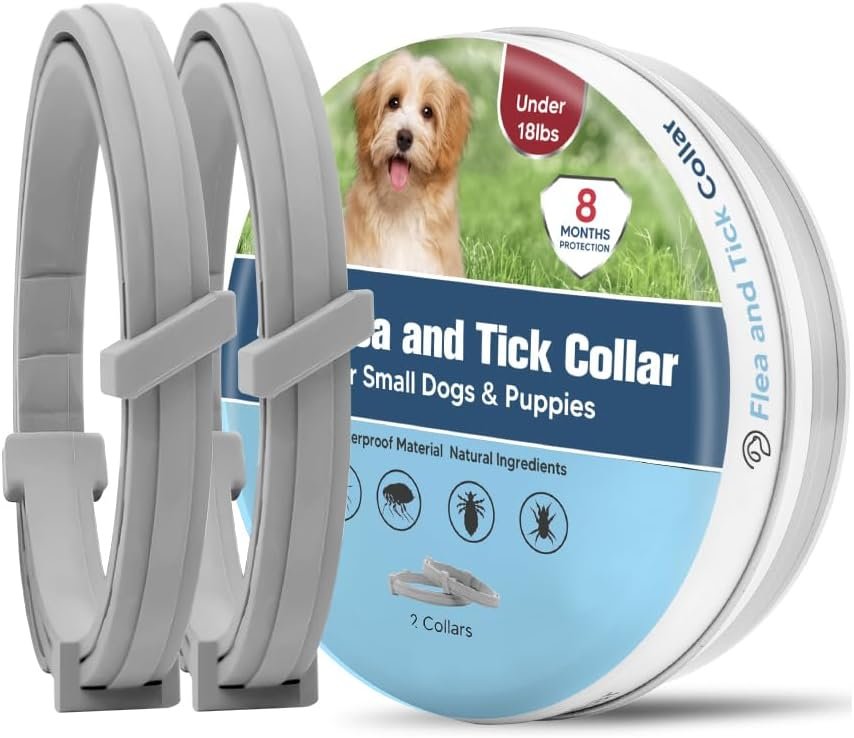 Flea Collar for Small Dogs, Flea and Tick Collar for Puppy, Small Dog Flea Collar Under 18 lbs, 8 Months Protection-2P
