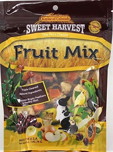 Fruit Mix Treat, 5.0 Oz Bag – Real Fruit for Birds and Small Animals – Rabbits, Hamsters, Guinea Pigs, Mice, Gerbils, Rats, Cockatiels, Parrots, Macaws, Conures