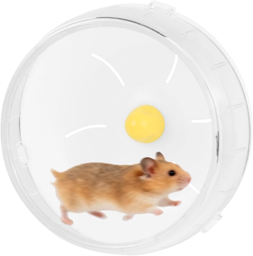 4.7 in Silent Hamster Wheel, Jogging Exercise Hamster Accessories for Cages, Dwarf Hamsters Toys for Golden Silk Shih Tzu Bear to Kill Time and Release Stress (Clear, 12cm)