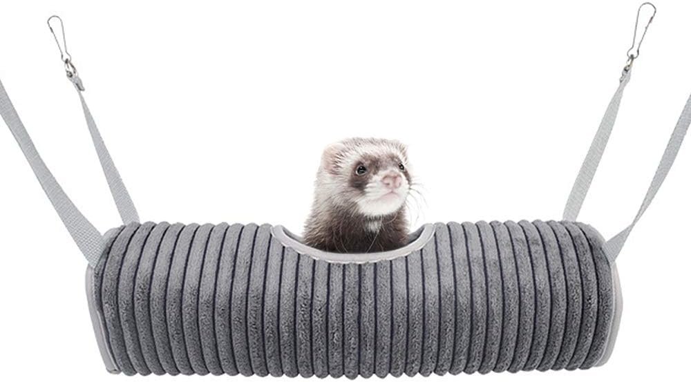 Ferret Tunnel Hanging Hammock Bed, Small Animal Rats Squirrel Toy – Grey
