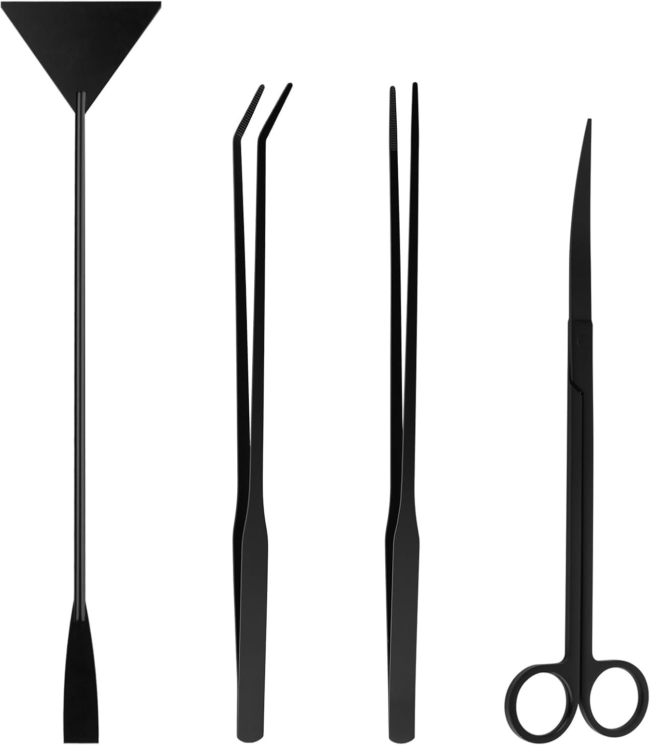 Tifanso Aquarium Aquascape Tools Kit – 4 in 1 Terrarium Decor Supplies with Long Tweezers Feeding Tongs, Aquarium Scissors, Algae Scraper, Live Fish Plants Tank Accessories Cleaning Trimming Kit
