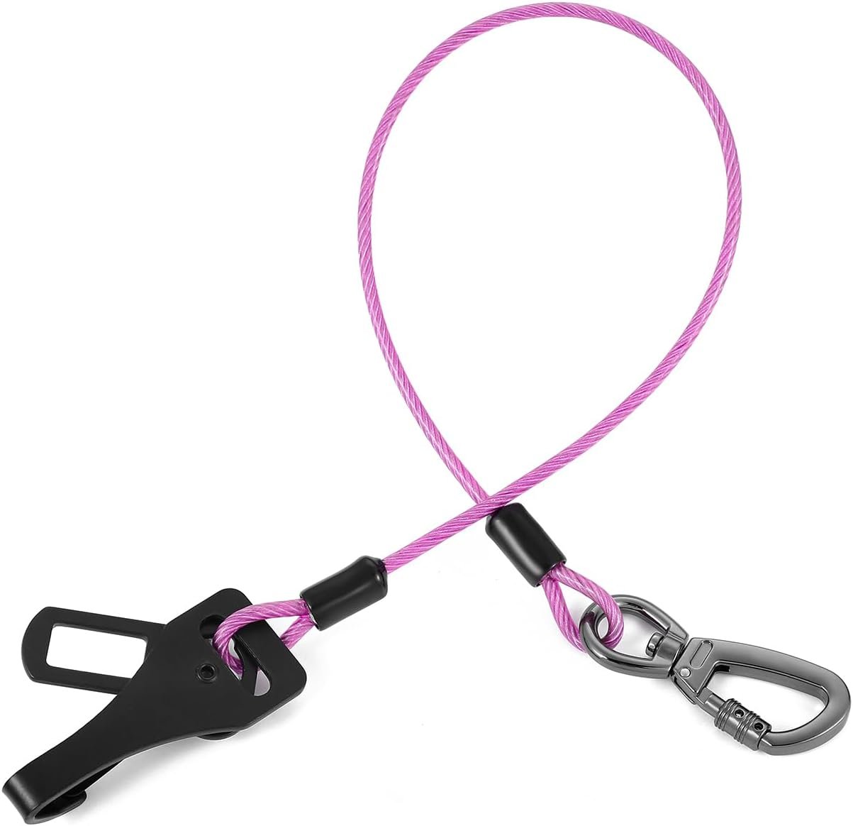 3-in-1 Dog Car Seat Belt Harness – Chew-Proof Steel Cable Seatbelt with Heavy-Duty Buckle & Clip – High Tensile Strength Car Safety Restraint for Small, Medium, Large Dogs (Purple, 16 inch/40 CM)