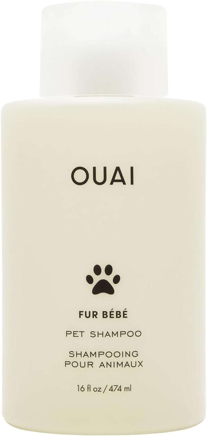 OUAI Fur Bébé Pet Shampoo – Cat & Dog Shampoo for Gentle Cleansing, Hydration & Shine – Vegan & Cruelty-Free Pet Supplies with Aloe Vera & Panthenol – Mercer Street Scent (16 Fl oz)