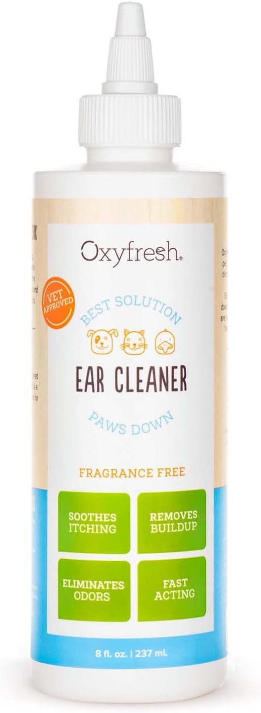 Oxyfresh Advanced Pet Ear Cleaner – Best Dog and Cat Ear Cleaning Solution – Helps with Yeast, Wax, Dirt & Itchy Ear Canal – Cleaning, Soothing, & Sting-Free Dog Ear Wash & Cat Ear Rinse – 8oz