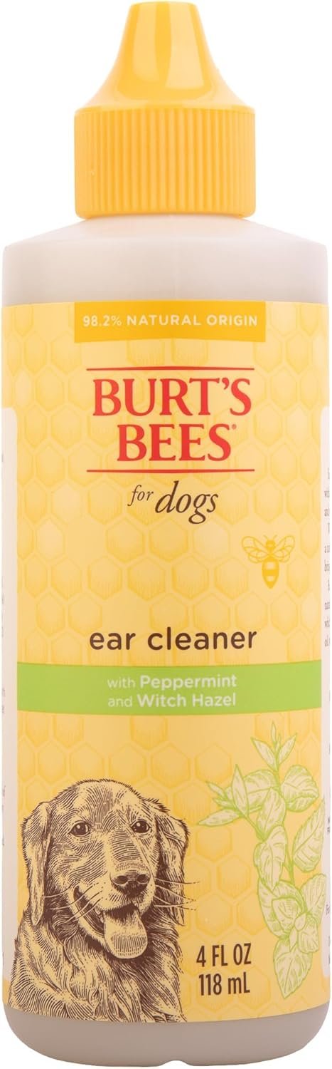 BURT’S BEES FOR PETS Ear Cleaner for Dogs with Pepeprmint and Witch Hazel, 99.7% Natural Origin Formulas, Dog Ear Cleaner, Ear Cleaning Solution for Dogs, 4 oz